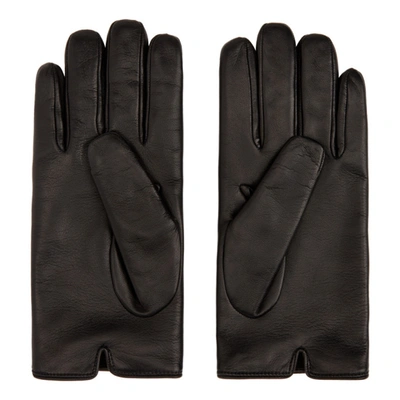 Shop Gucci Black Leather Horsebit Gloves In 1000 Black