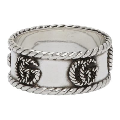 Shop Gucci Silver Double G Marmont Chain Ring In 0701 Silver