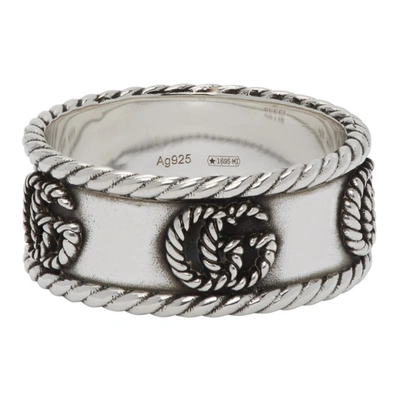 Shop Gucci Silver Double G Marmont Chain Ring In 0701 Silver