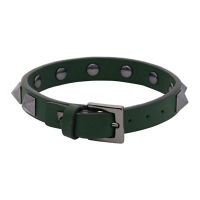 Shop Valentino Green  Garavani Rockstud Bracelet In Js8 English