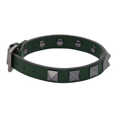 Shop Valentino Green  Garavani Rockstud Bracelet In Js8 English