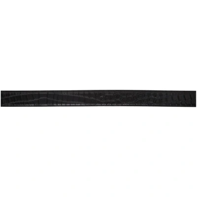 Shop Saint Laurent Black Croc Monogram Belt In 1000 Black