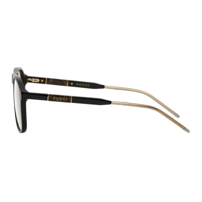 Shop Gucci Black Acetate Aviator Glasses In 001 Black