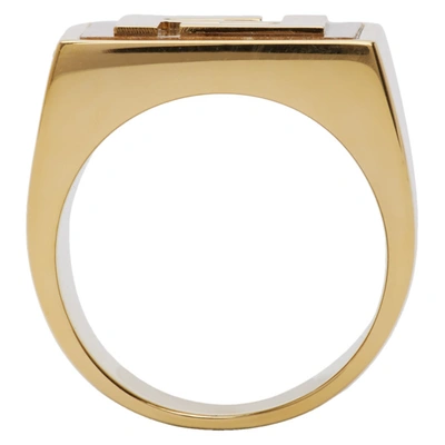 Shop Fendi Gold & Orange 'forever ' Signet Ring In F1aeq O.s+o