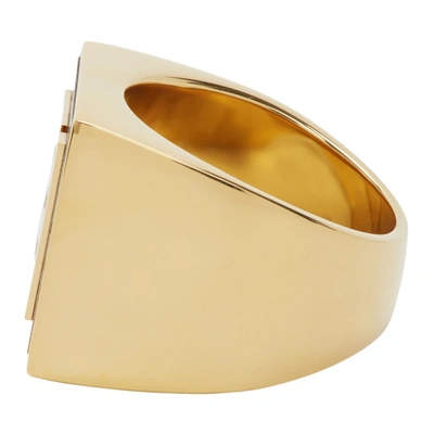 Shop Fendi Gold & Orange 'forever ' Signet Ring In F1aeq O.s+o