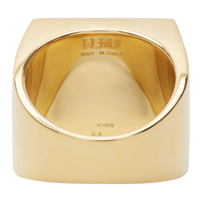 Shop Fendi Gold & Orange 'forever ' Signet Ring In F1aeq O.s+o