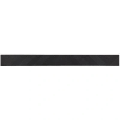 Shop Burberry Reversible Black & Grey Check Belt In Dark Charco