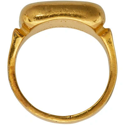 Shop Bottega Veneta Gold Square Signet Ring In 8120 Gold