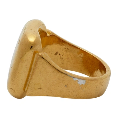 Shop Bottega Veneta Gold Square Signet Ring In 8120 Gold