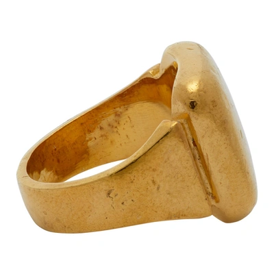 Shop Bottega Veneta Gold Square Signet Ring In 8120 Gold