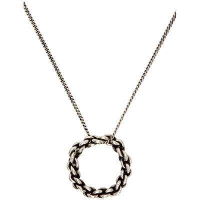 Shop Saint Laurent Silver Twisted Wreath Necklace In 8142 Silver