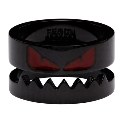 Shop Fendi Black Bag Bugs Shiny Red Eyes Ring In F0qy3 Black