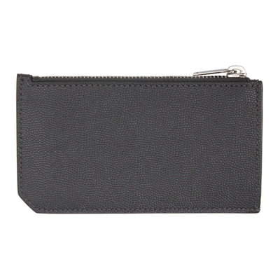 Shop Saint Laurent Grey Fragment Zipped Card Holder In 1112 Storm