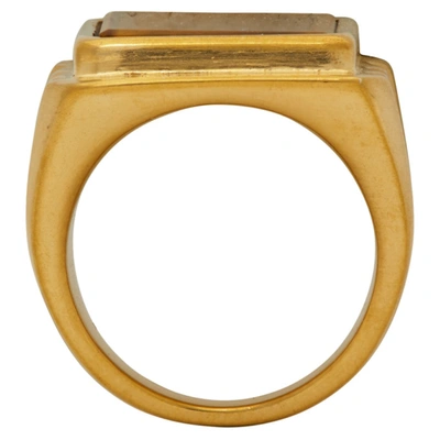 Shop Bottega Veneta Silver Tiger's Eye Ring In 8857 Rust