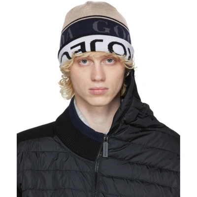 Shop Y/project Reversible Multicolor Canada Goose Edition Wool Beanie In Tan/navy/wh