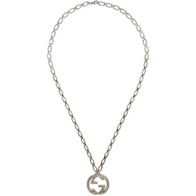 Shop Gucci Silver Interlocking Gg Necklace In 0811 Silver