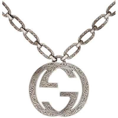 Shop Gucci Silver Interlocking Gg Necklace In 0811 Silver