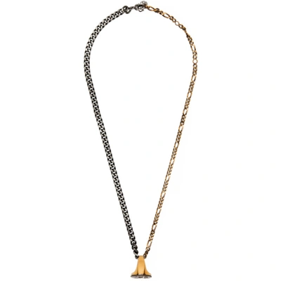 Shop Alexander Mcqueen Silver & Gold Ring Necklace In 1183 A.silver/a.gold