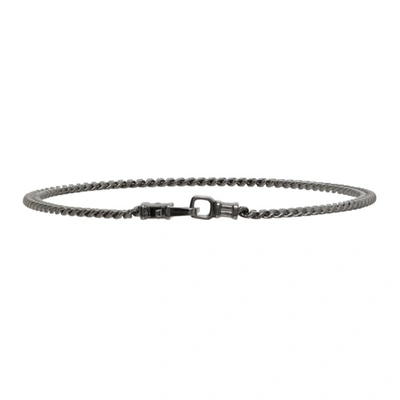 Shop Tom Wood Ssense Exclusive Silver Curb Chain Bracelet In Black