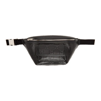 Gucci Logo-embossed Perforated Leather Belt Bag In Black