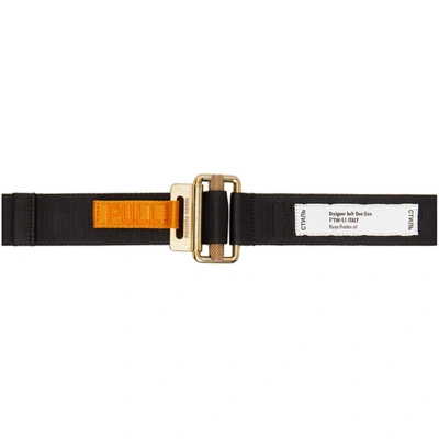 Shop Heron Preston Black & Orange Tape Belt In Black Gold