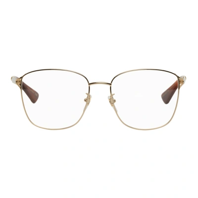 Shop Gucci Gold Round Glasses In 001 Gold