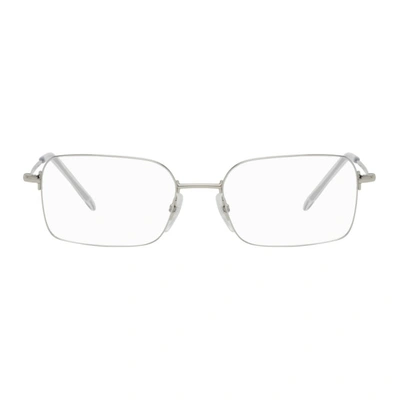 Shop Balenciaga Silver Rectangular Glasses In 002 Silver