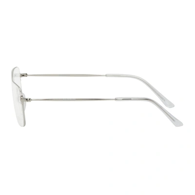 Shop Balenciaga Silver Rectangular Glasses In 002 Silver