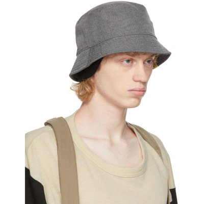 Shop Visvim Grey Dome Flap Hat