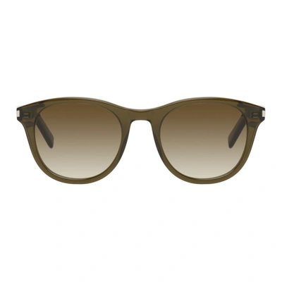 Shop Saint Laurent Green Sl 401 Sunglasses In 303 Green
