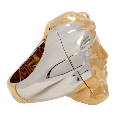 Shop Versace Gold & Silver Palazzo Dia Ring In Kvop Gldsil