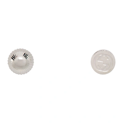 Shop Gucci Silver Square & Round Stud Earrings In 8106 Silver