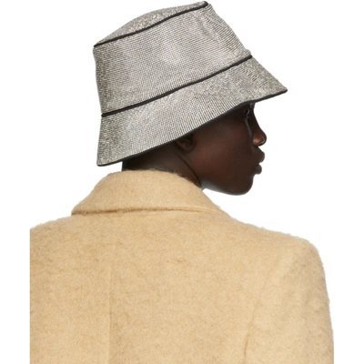Shop Kara Silver Crystal Mesh Bucket Hat In 1305 White
