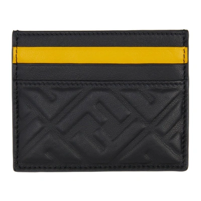 Shop Fendi Black & Yellow 'forever ' Business Card Holder In F0gxn Black