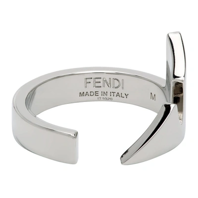 Shop Fendi Silver Corner Bug Ring In F0th0 Palla