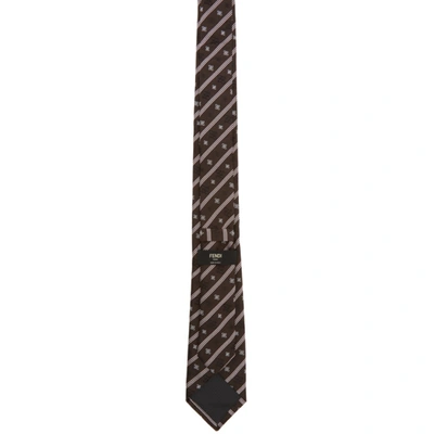 Shop Fendi Brown Stripe Karligraphy Tie In F0ww4 Brwn