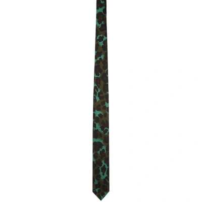 Shop Dries Van Noten Green Leopard Silk Tie In 503 Turq