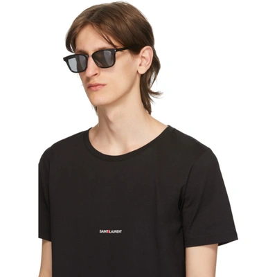 Shop Saint Laurent Black Square Sl 341 Sunglasses In 001 Black