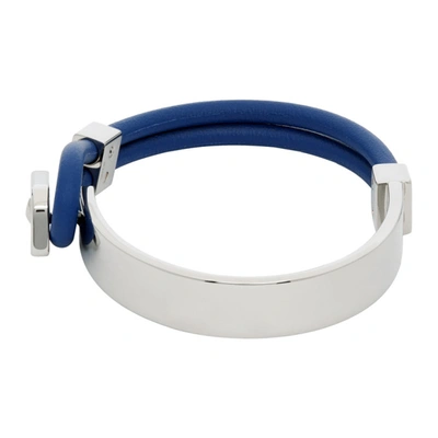 Shop Fendi Silver & Blue Corner Bag Bugs Bracelet In F0r97 Bluep
