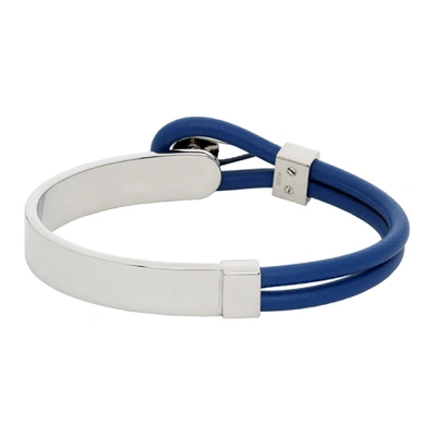 Shop Fendi Silver & Blue Corner Bag Bugs Bracelet In F0r97 Bluep