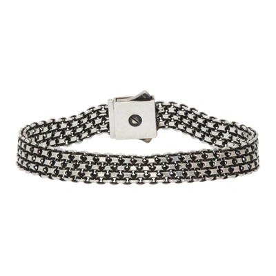 Shop Saint Laurent Silver Metal Weave Bracelet In 8142 Silver