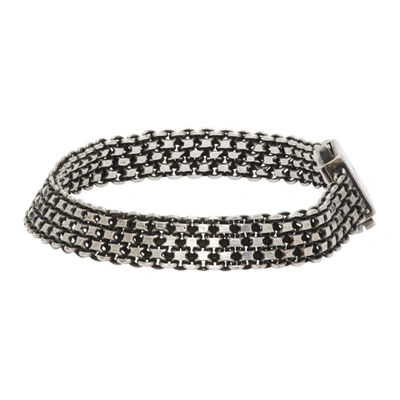 Shop Saint Laurent Silver Metal Weave Bracelet In 8142 Silver