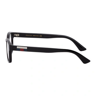 Shop Gucci Black Rectangular Glasses In 001 Black