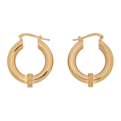 Shop Versace Gold Small Greca Hoop Earrings
