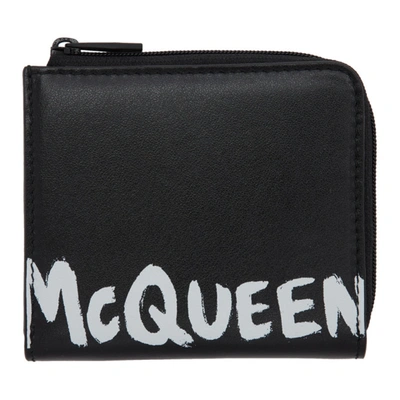 Shop Alexander Mcqueen Black Graffiti Zip Coin Purse In 1070 Blkwht