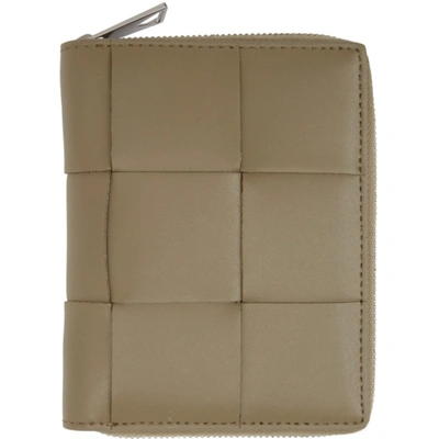 Shop Bottega Veneta Taupe Mini 'the Edit' Zip Wallet In 1511 Taupe Silver