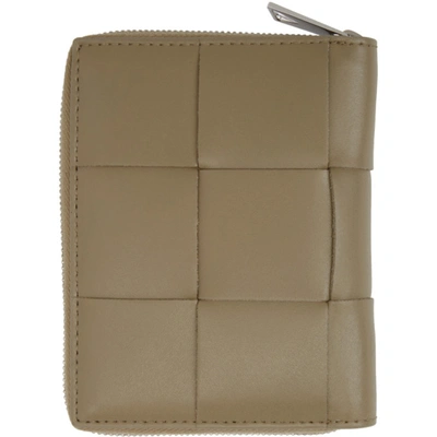 Shop Bottega Veneta Taupe Mini 'the Edit' Zip Wallet In 1511 Taupe Silver