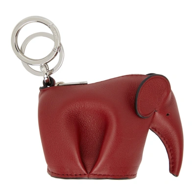 Shop Loewe Red Elephant Charm Keychain In 7695 Rouge
