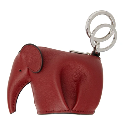 Shop Loewe Red Elephant Charm Keychain In 7695 Rouge