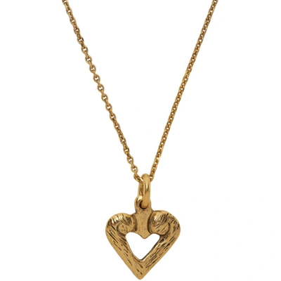Shop Saint Laurent Gold Heart Charm Necklace In 8060 Gold L